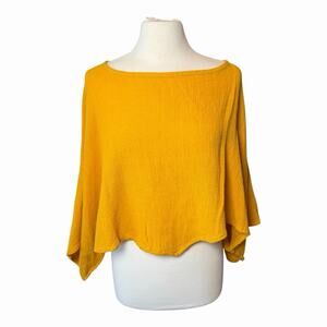 OH MY GAUZE! Gold Gauze Blouse Womens Size M